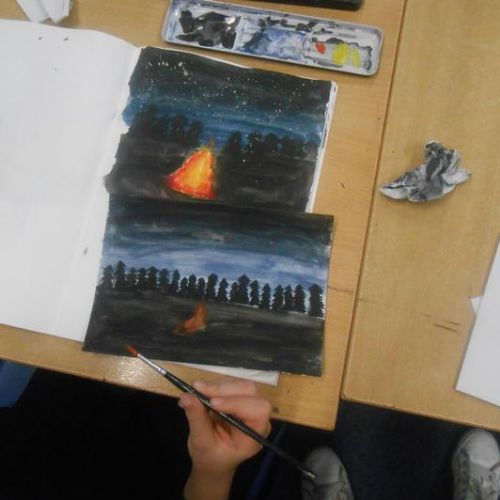 Year 5 sketchbook gathering using watercolour